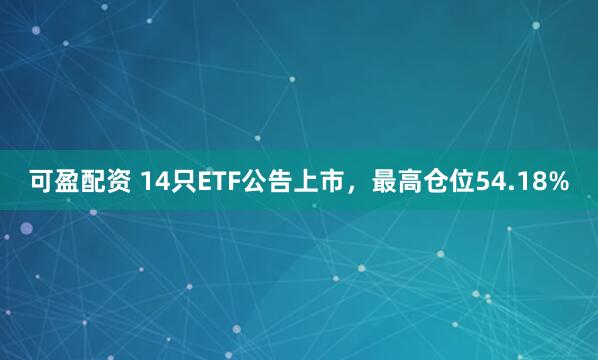 可盈配资 14只ETF公告上市，最高仓位54.18%
